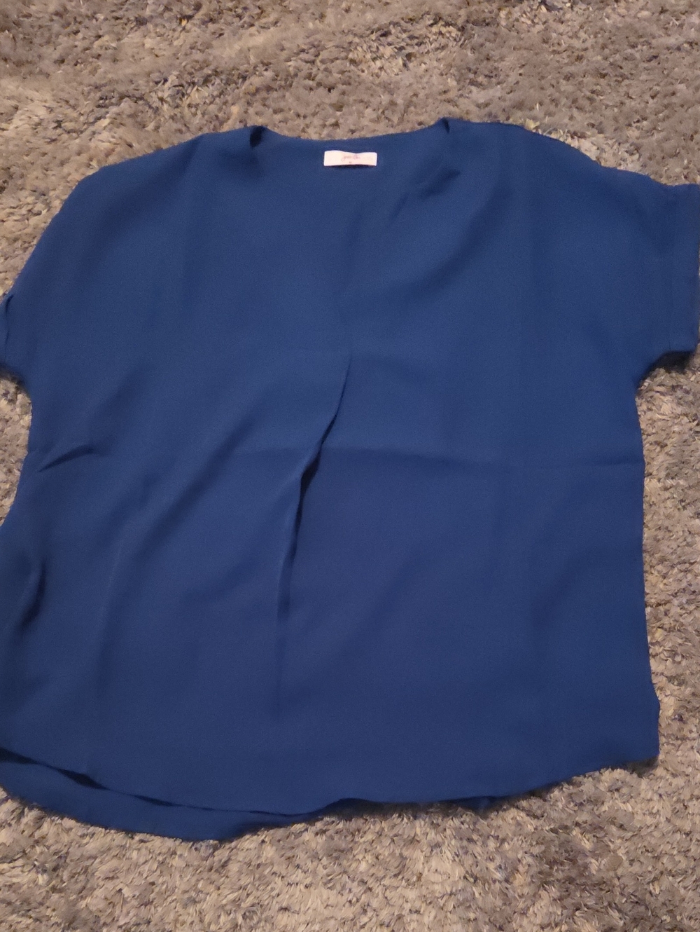 Women's Short Sleeve Pleat-Front Blouse - Royal Blue